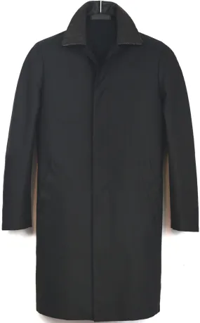 2001 Coated Silk Half-Raglan Raincoat with Leather Collar