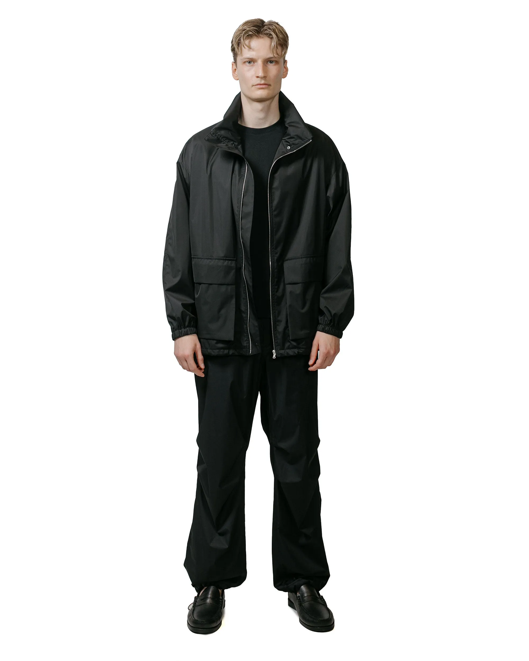 Auralee Hard Twist Polyester Satin Laminate Field Pants Black