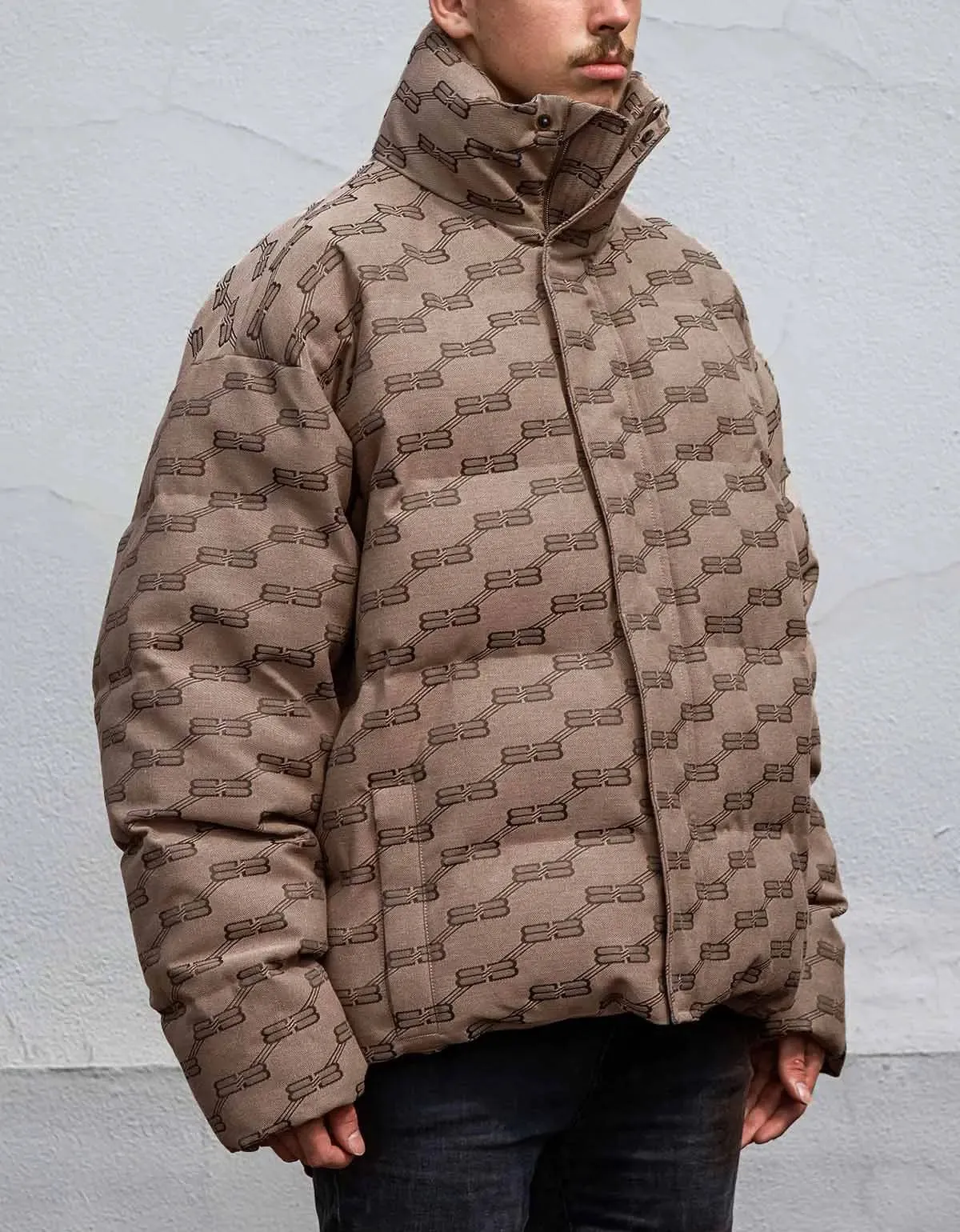 Balenciaga Beige All-Over BB Monogram Puffer Jacket