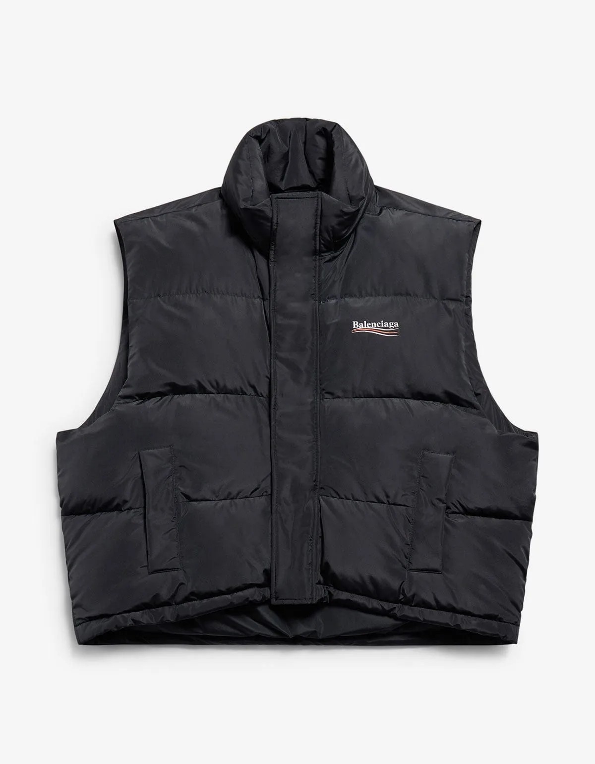 Balenciaga Black Political Campaign Cocoon Puffer Gilet