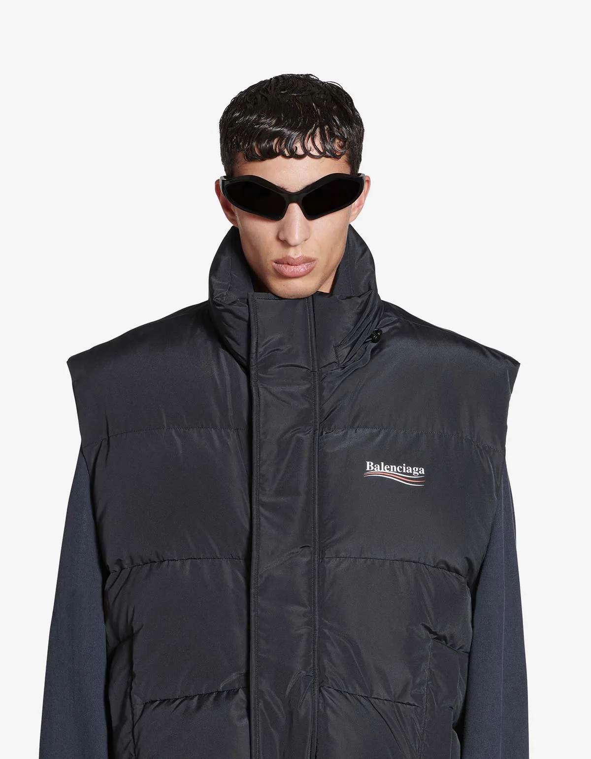 Balenciaga Black Political Campaign Cocoon Puffer Gilet