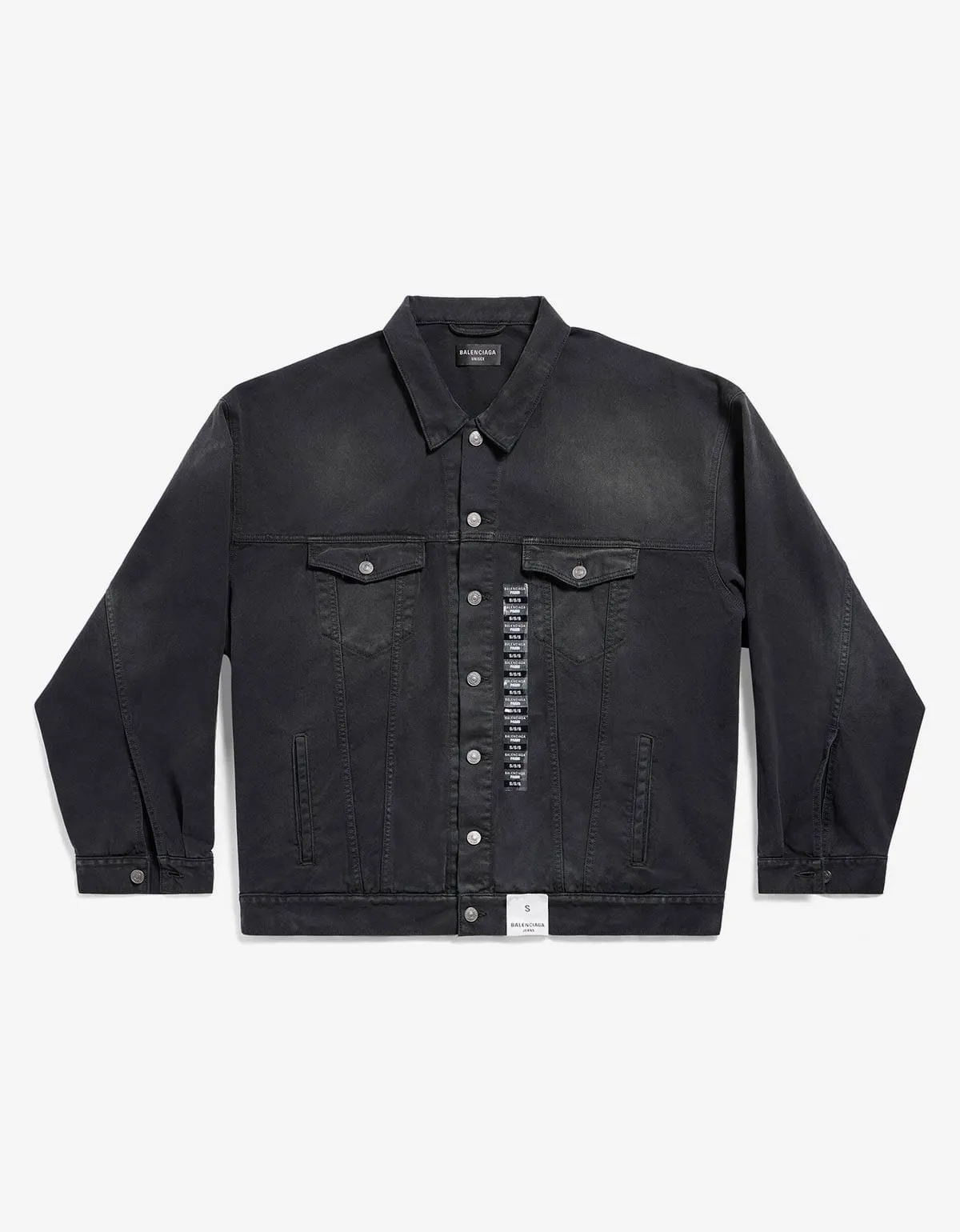 Balenciaga Black Size Sticker Denim Jacket