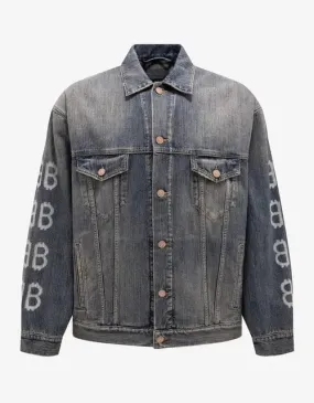 Balenciaga Blue Crypto Large Denim Jacket