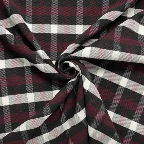 Burgundy & Black Checkered Wool Touch Fabric