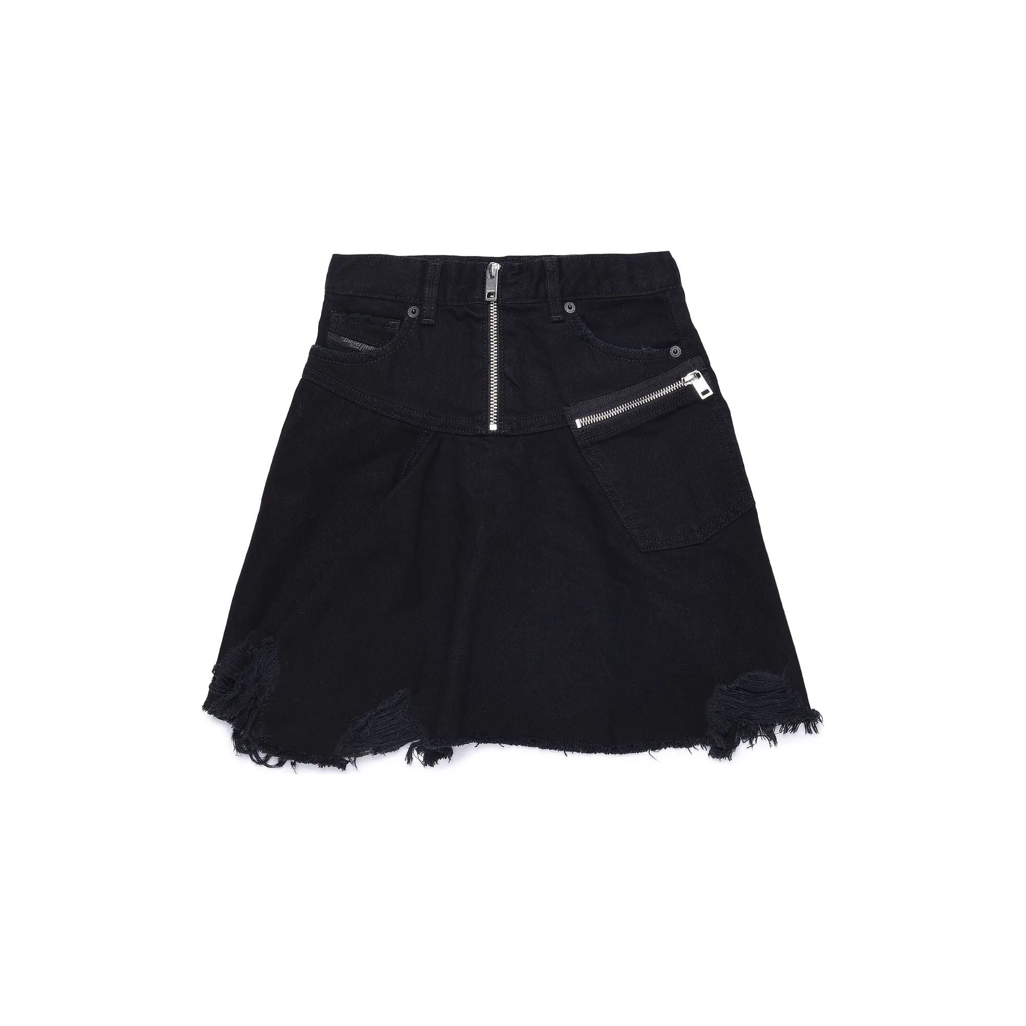 Diesel Girls Black Denim Zip Up Skirt