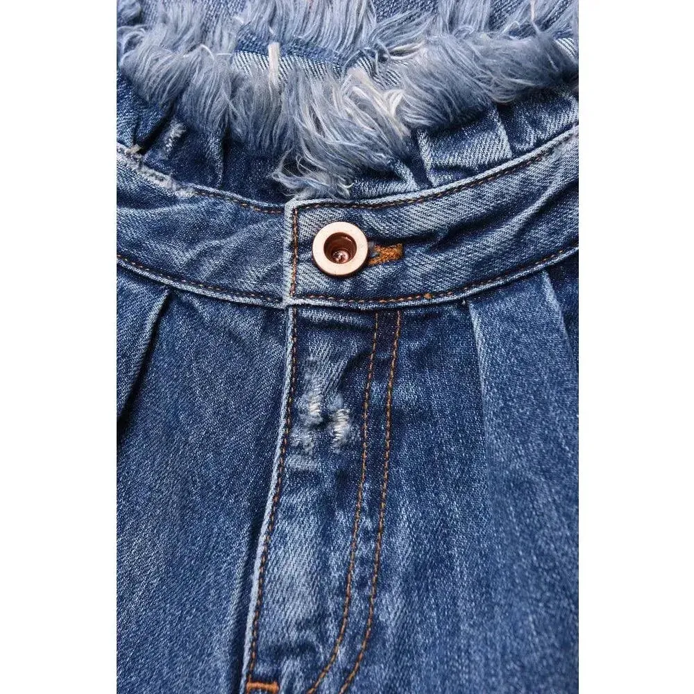 Diesel Girls Blue Long Denim Skirt with Stitching Design