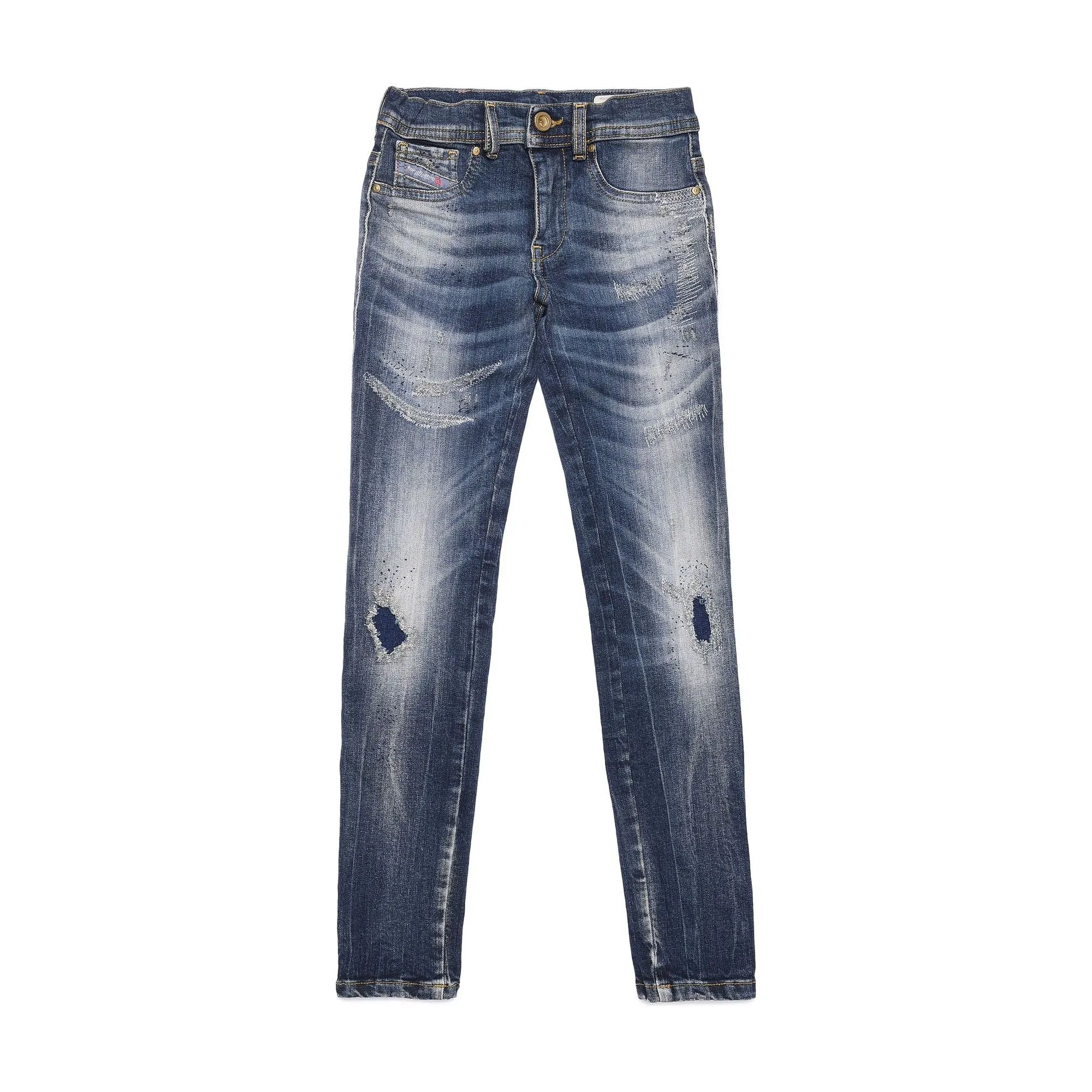 Diesel Girls Dhary Skinny Washed Ripped Jeans in Blue