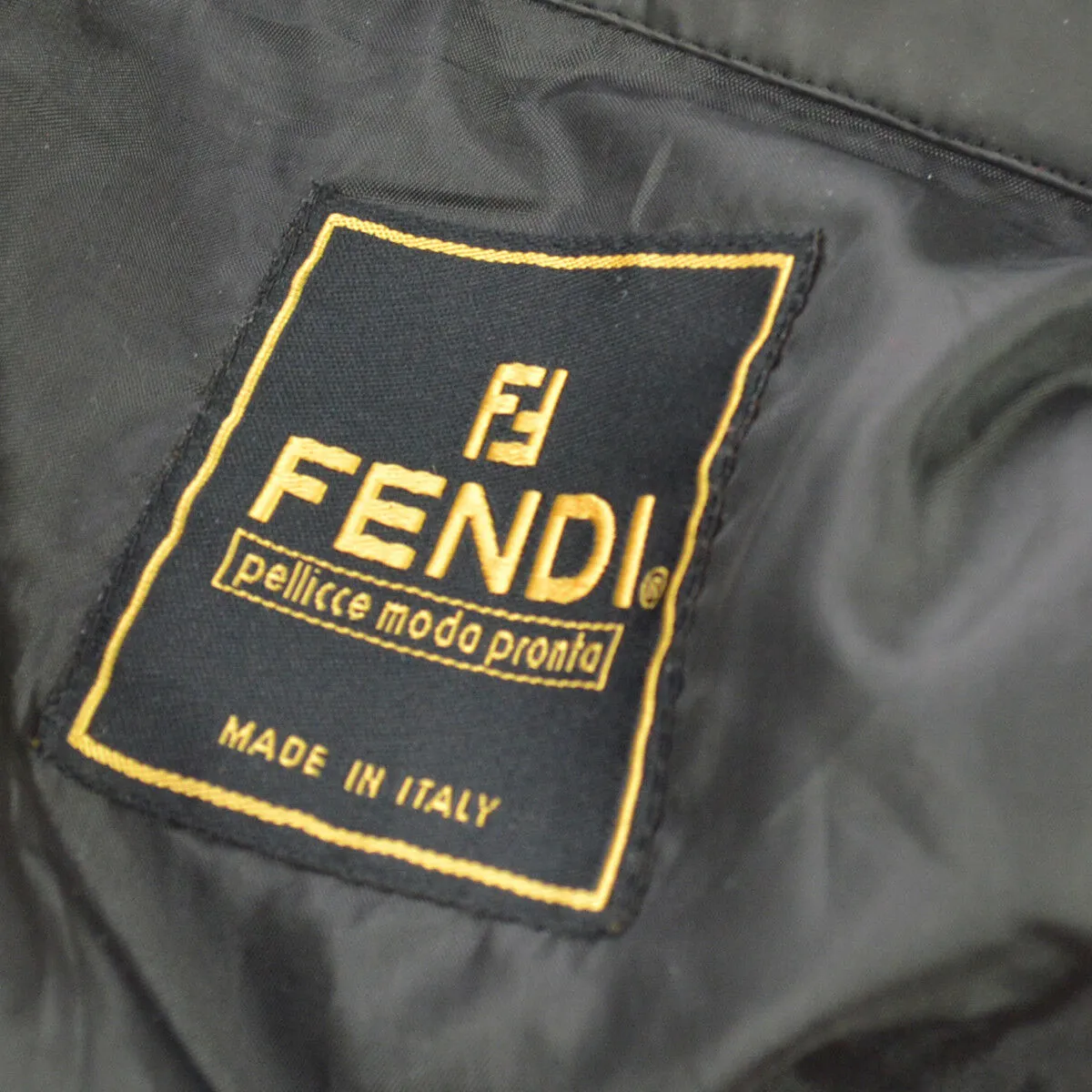 FENDI Vintage Logos Long Sleeve Coat Jacket Black Polyester S07375