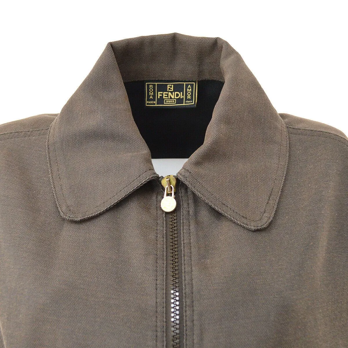 FENDI Zip-up Long Sleeve Jacket Coat Brown Italy 01230