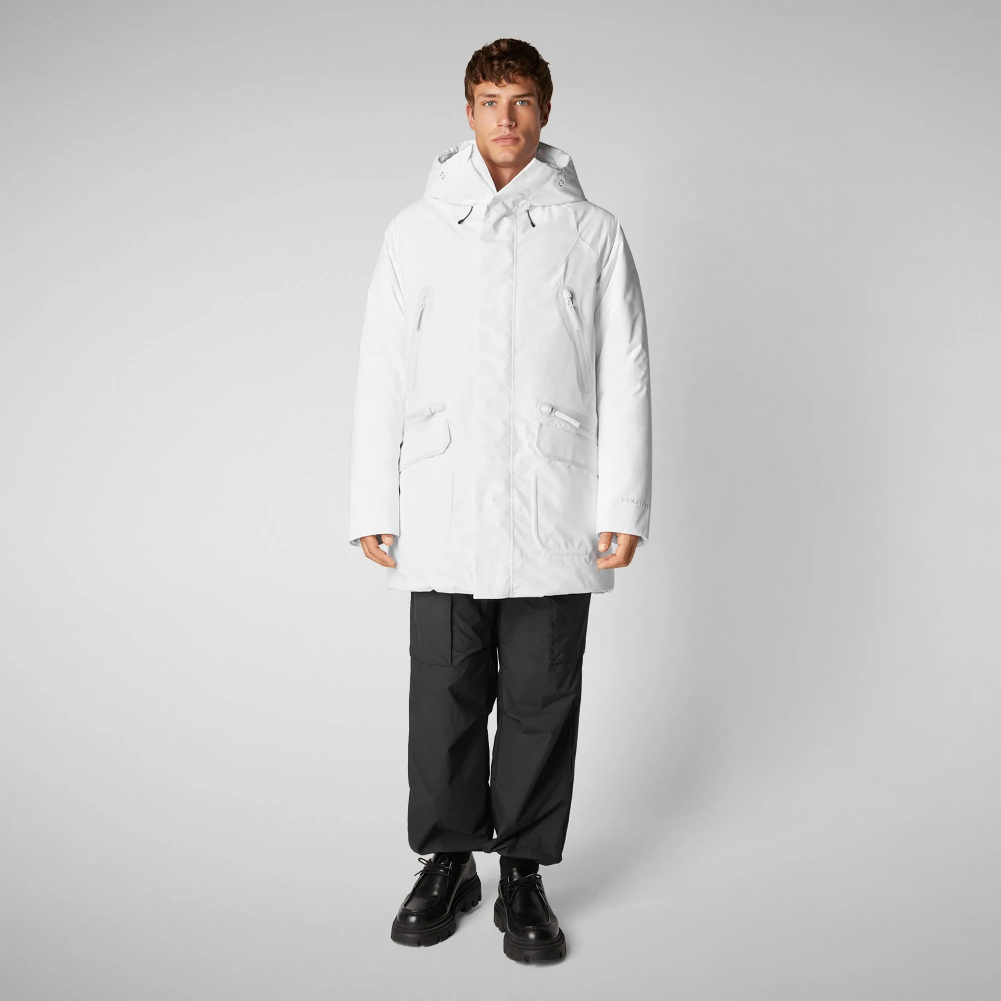 Man's hooded parka Harvey in white