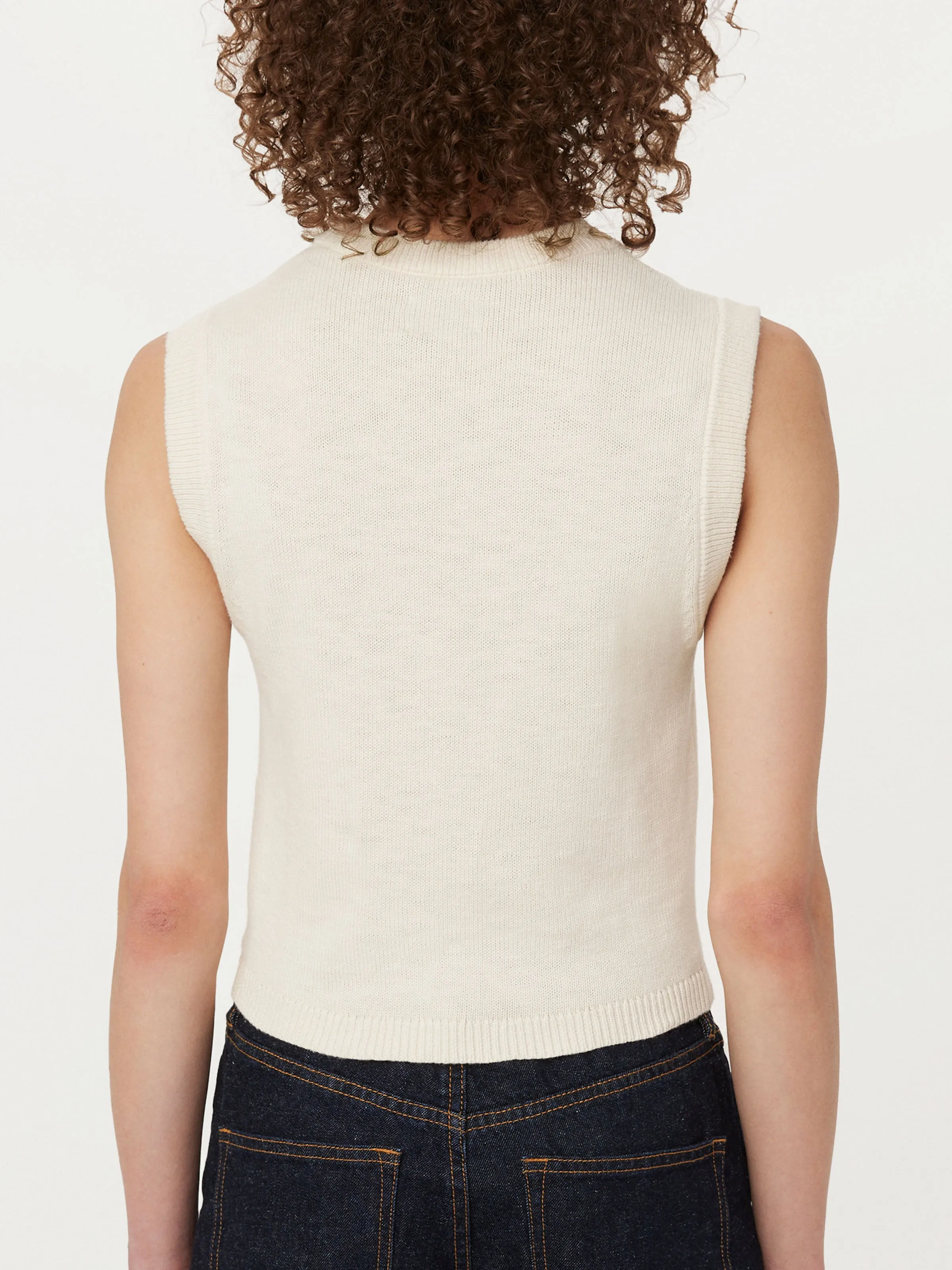 The Button-Up Sweater Vest in Vanilla